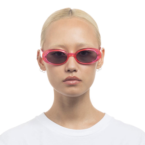 LE SPECS Unisex Work It! Hyper Pink Oval Sunglasses