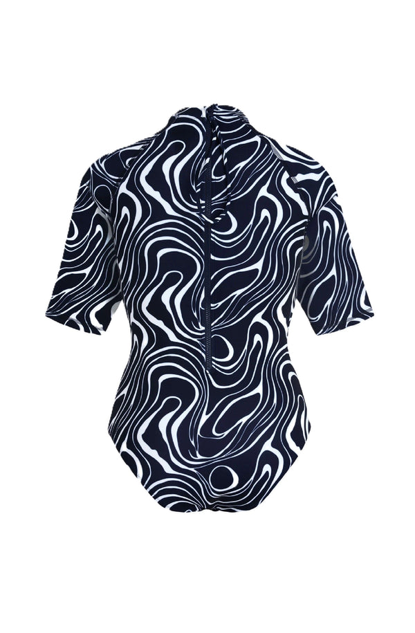 VILEBREQUIN Women Short Sleeves UV Protection One-piece Rashguard Waves