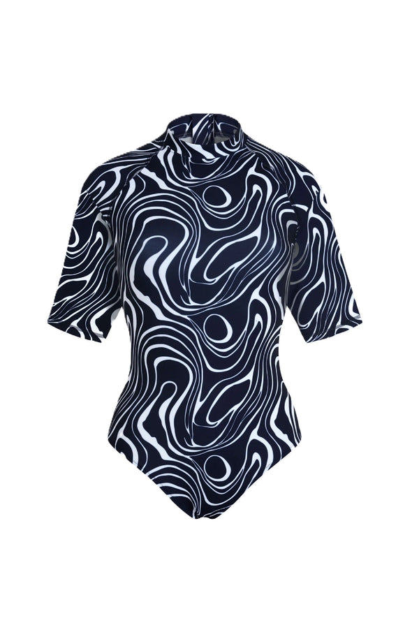 VILEBREQUIN Women Short Sleeves UV Protection One-piece Rashguard Waves