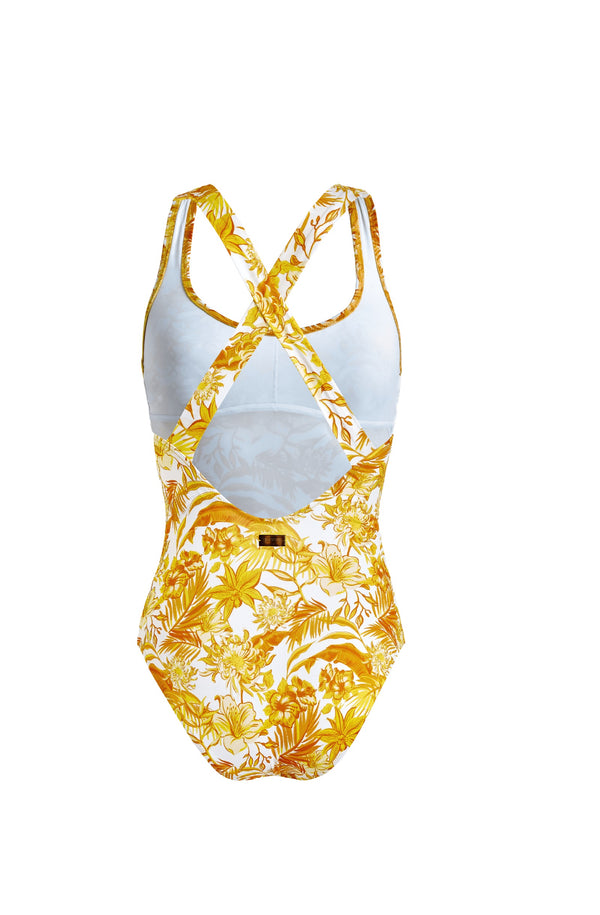 VILEBREQUIN Women Crossed Back Straps One-Piece Swimsuit Tahiti Flowers