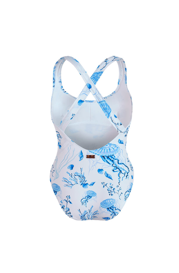 VILEBREQUIN Women Crossback Straps One-Piece Swimsuit Medusa and Shells