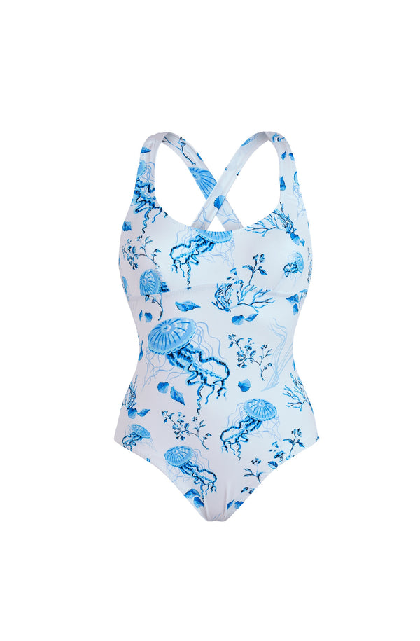 VILEBREQUIN Women Crossback Straps One-Piece Swimsuit Medusa and Shells