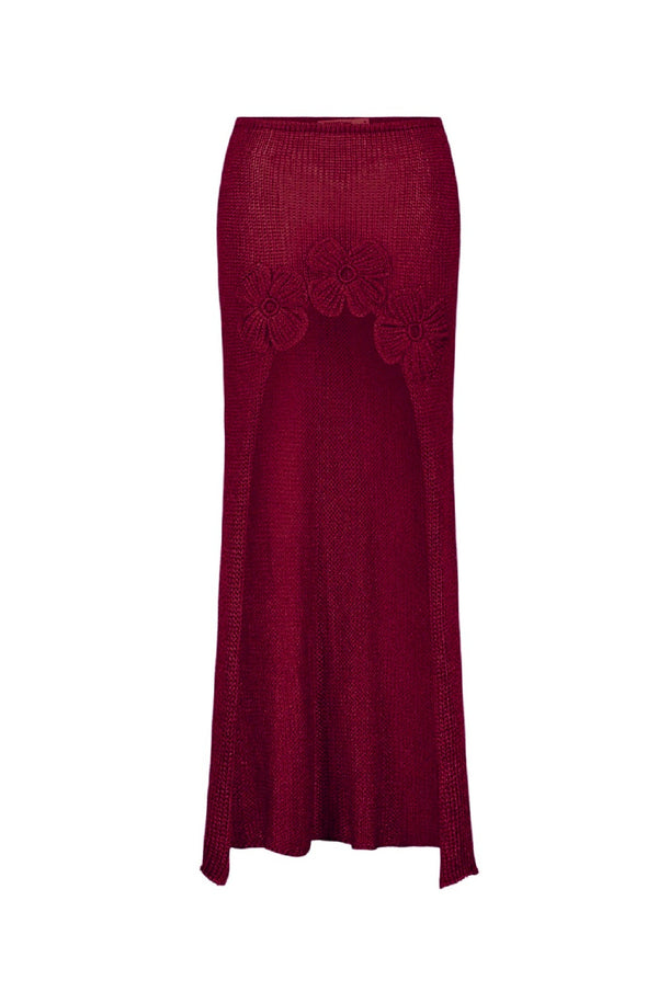 PARAMIDONNA Women Leo Burgundy Long Skirt