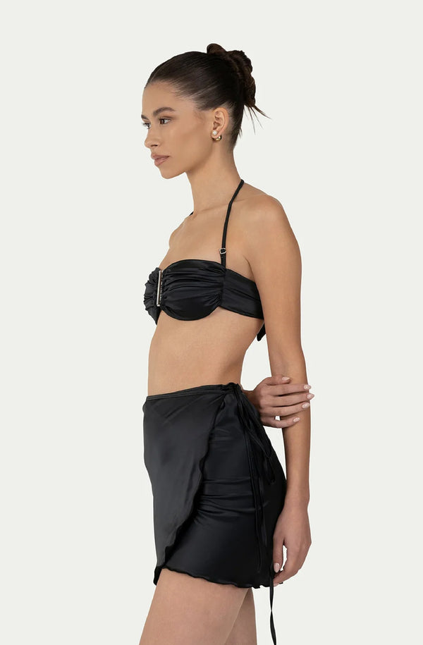 PARAMIDONNA Women Leone Black Satin Pareo