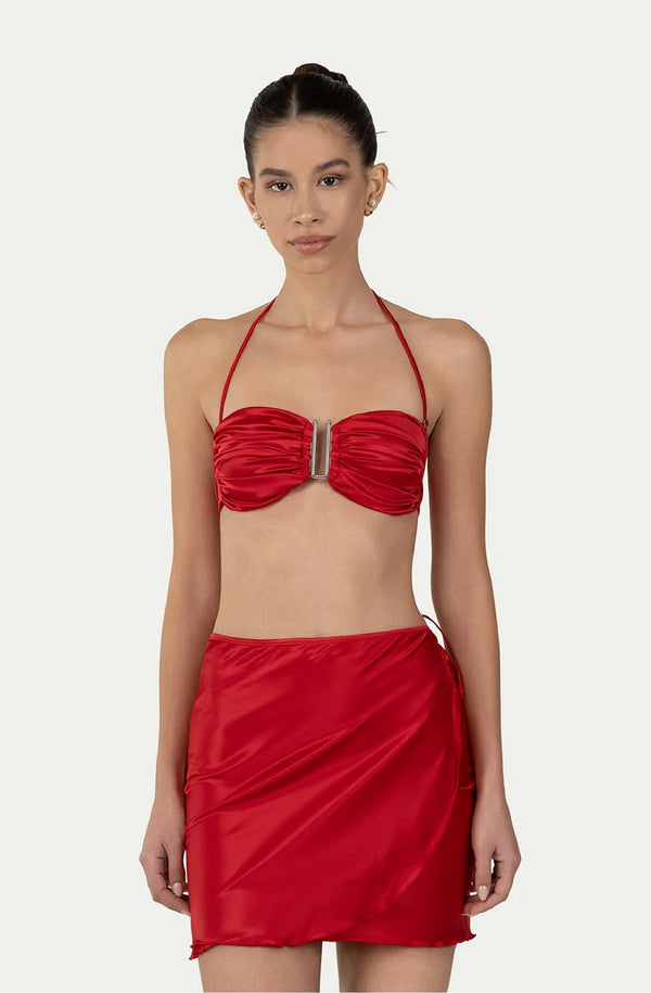 PARAMIDONNA Women Leone Red Satin Pareo