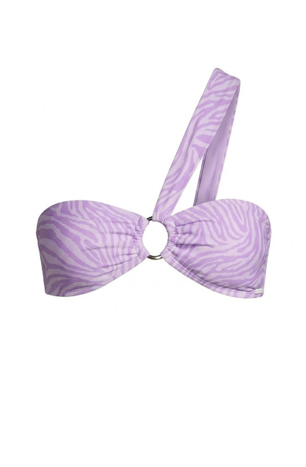 KENDALL & KYLIE Women Lilac Tiger Gathered Bandeau Bikini Top