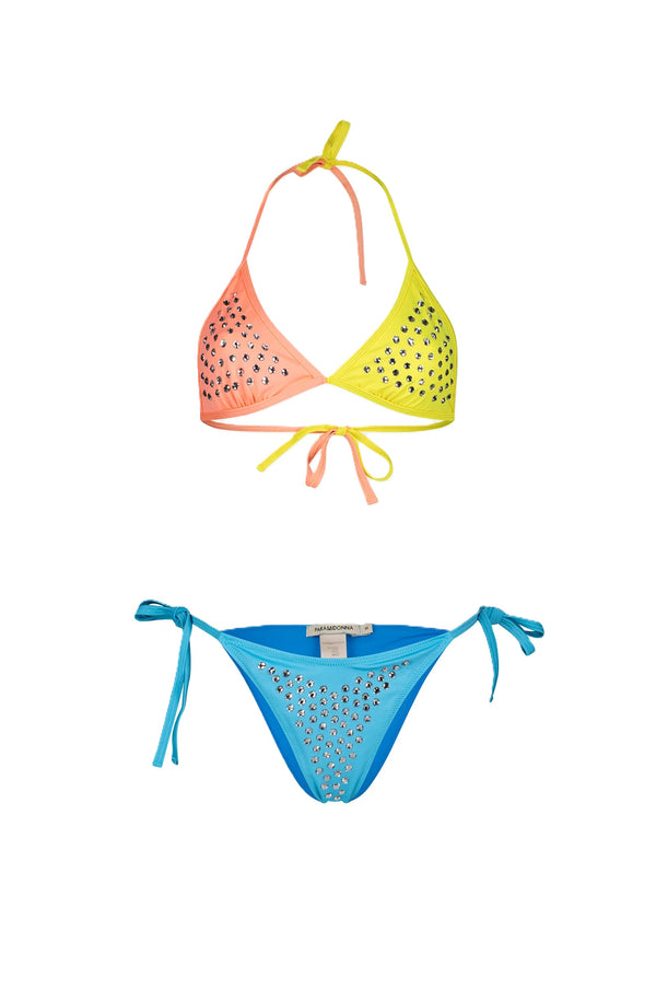 PARAMIDONNA Women Livia Tricolor Crystals Adjustable Strap Bikini