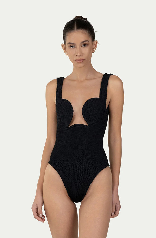 PARAMIDONNA Women Luisa Black Heart-Shaped Panel One-Piece Swimsuit