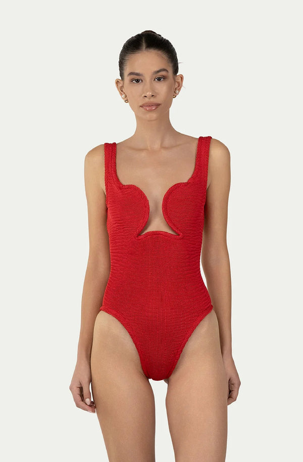PARAMIDONNA Women Luisa Chili Pepper Heart-Shaped Panel One-Piece Swimsuit
