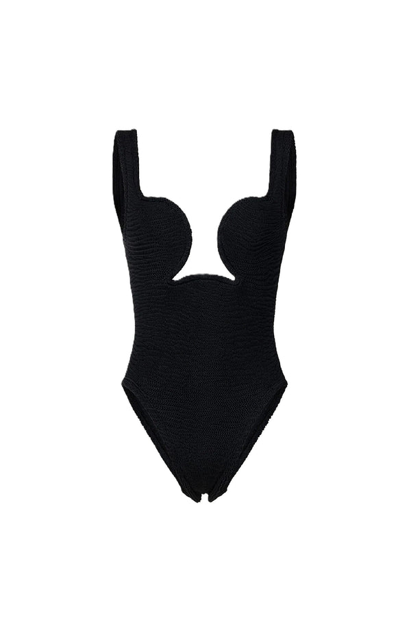 PARAMIDONNA Women Luisa Black Heart-Shaped Panel One-Piece Swimsuit