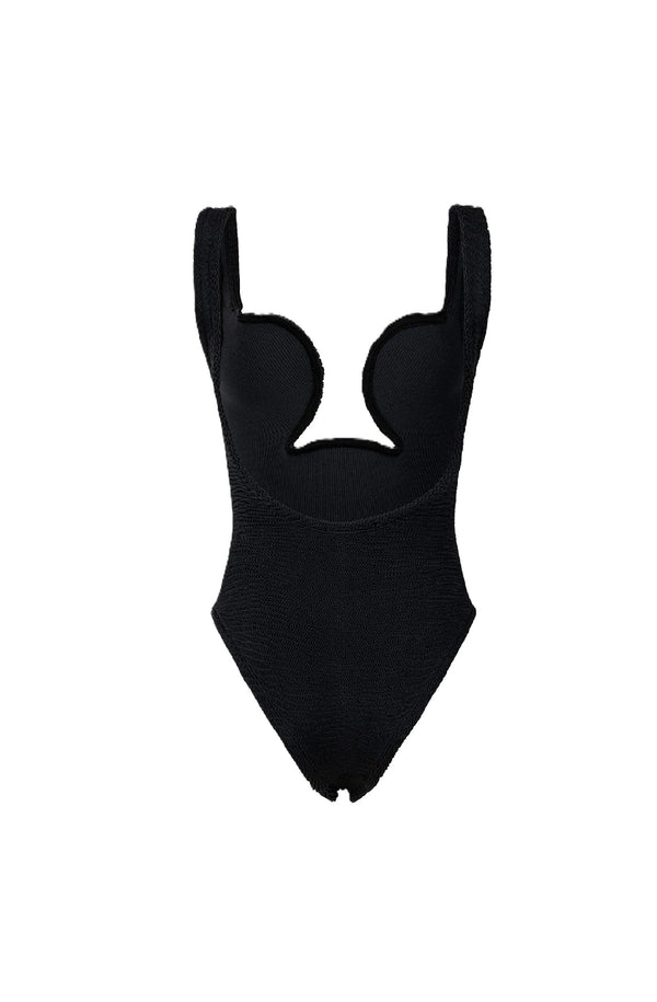 PARAMIDONNA Women Luisa Black Heart-Shaped Panel One-Piece Swimsuit