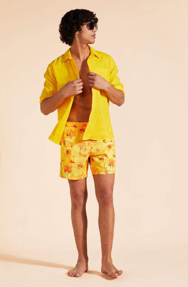 VILEBREQUIN Men Ultra-Light and Packable Swim Shorts Toile de Jouy and Surf