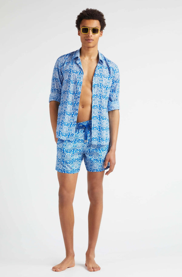 VILEBREQUIN Men Ultra-Light and Packable Swim Shorts Tribal Turtles