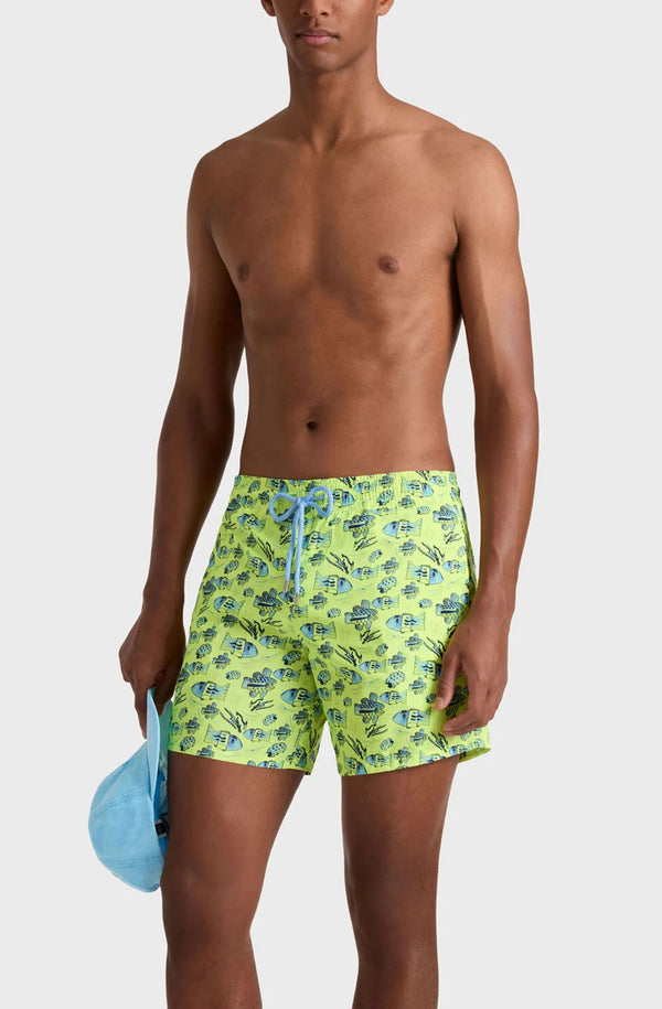 VILEBREQUIN Men Ultra-light and packable Swim Shorts Fishies Drawing