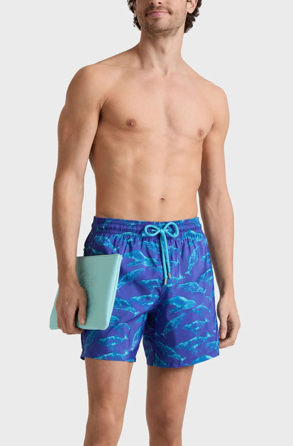 VILEBREQUIN Men Ultra-light and packable Swim Shorts Sparkling Whales