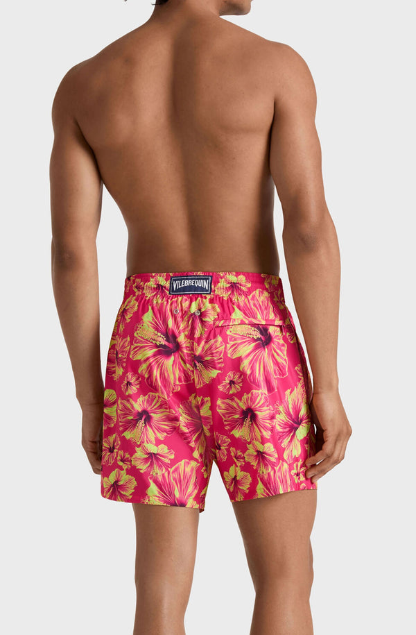 VILEBREQUIN Men Ultra-light and packable Swim Shorts Macro Hibiscus