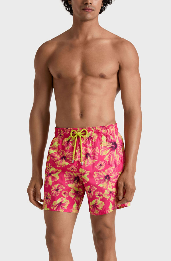 VILEBREQUIN Men Ultra-light and packable Swim Shorts Macro Hibiscus