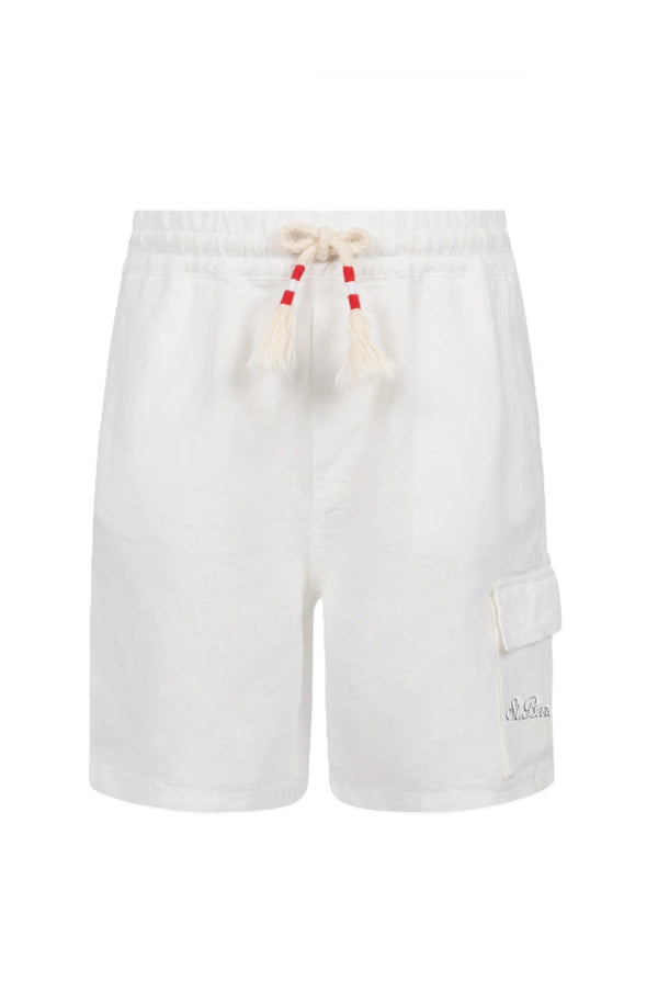 MC2 SAINT BARTH Men Linen Bermuda Shorts Marseille White