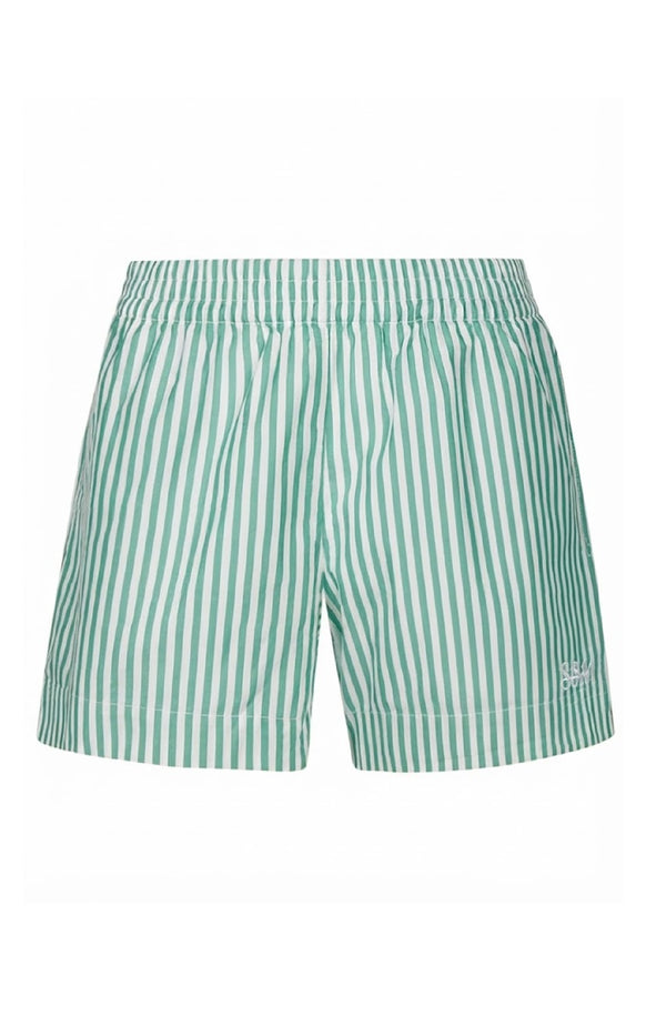 MC2 SAINT BARTH Women Meave Seersucker Cotton Pull-up Shorts Striped