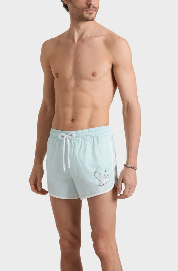 VILEBREQUIN Men Short Swim Shorts Dove Placed Embroidery - Vilebrequin x 3.PARADIS