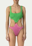 PARAMIDONNA Women Olivia Kiwi and Creamy Trikini One-Piece Swimsuit