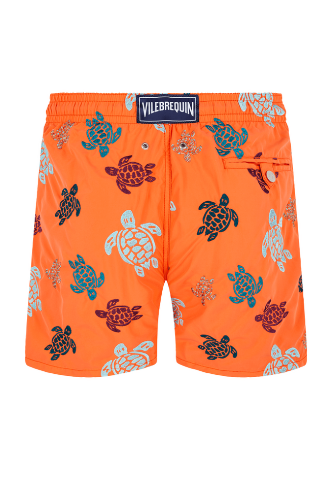Vilebrequin Men's Swim Trunks Flocked Starlettes - Orange