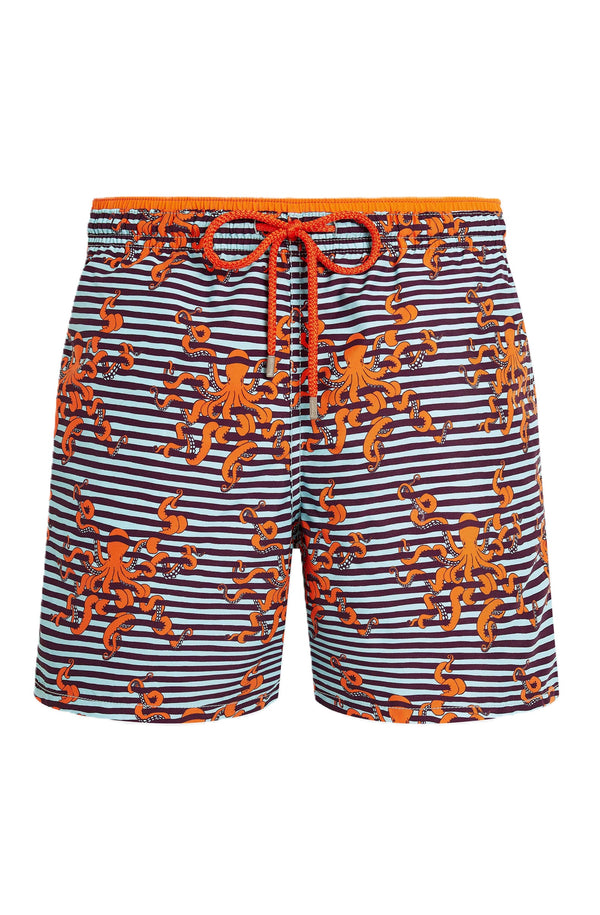 VILEBREQUIN Men Bicolor Swim Shorts Octopus in Stripes