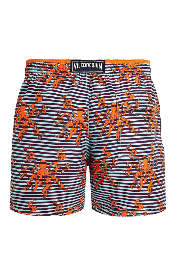 VILEBREQUIN Men Bicolor Swim Shorts Octopus in Stripes