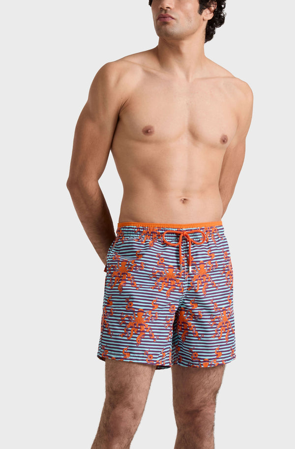 VILEBREQUIN Men Bicolor Swim Shorts Octopus in Stripes