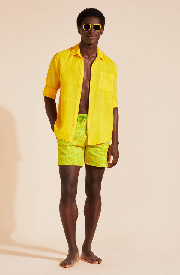 VILEBREQUIN Men Swim Shorts Flocked Tahiti Turtles