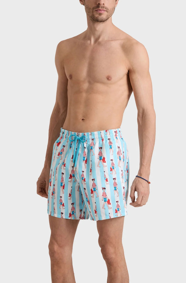 VILEBREQUIN Men Swim Shorts Stripes Where's Wally? - Vilebrequin x Where's Wally?