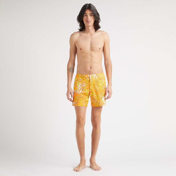 VILEBREQUIN Men Stretch Swim Shorts Flat Belt Palm Leaves