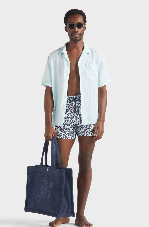 VILEBREQUIN Men Stretch Short Swim Shorts Jungle Leaves
