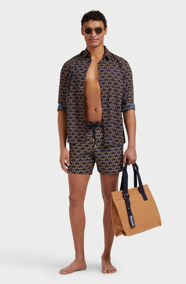 VILEBREQUIN Men Stretch Short Swim Shorts Turtles Chain