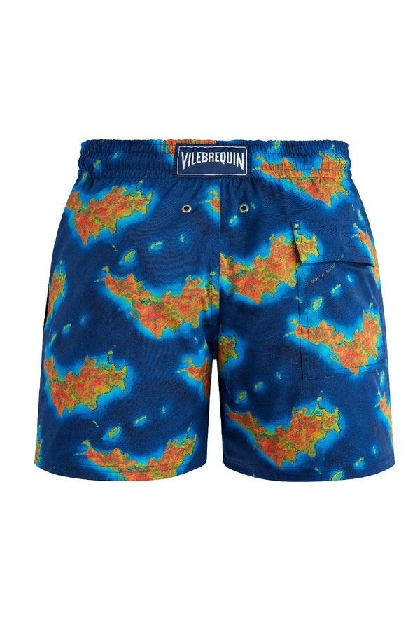 VILEBREQUIN Men Stretch Short Swim Shorts Bathymetrie des Oceans Saint Barthelemy