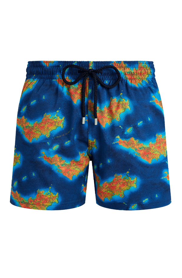 VILEBREQUIN Men Stretch Short Swim Shorts Bathymetrie des Oceans Saint Barthelemy