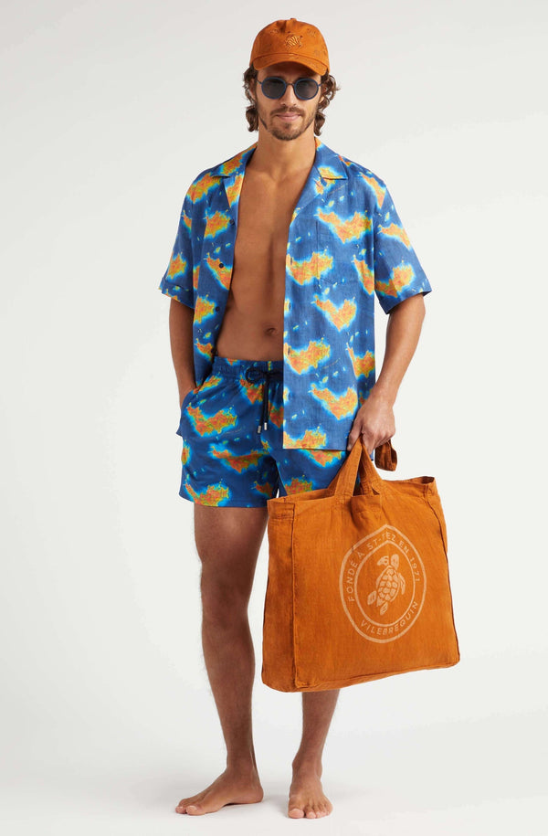 VILEBREQUIN Men Stretch Short Swim Shorts Bathymetrie des Oceans Saint Barthelemy
