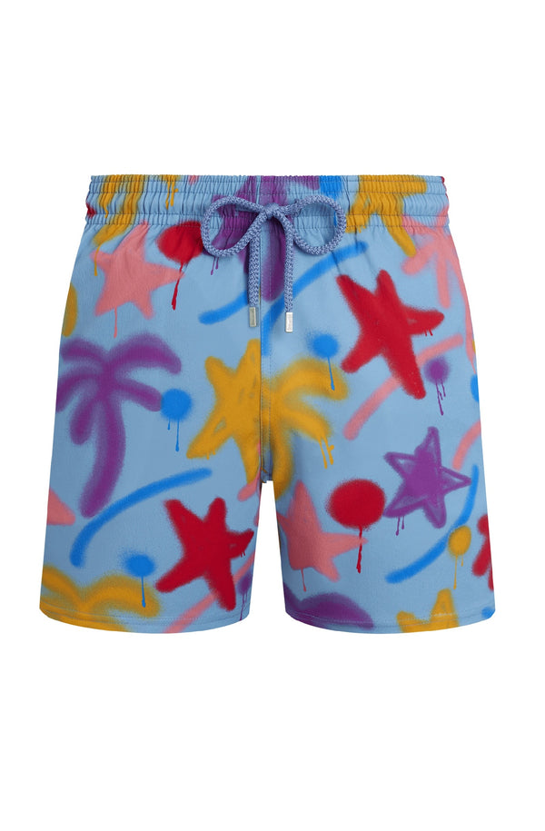 VILEBREQUIN Men Stretch Short Swim Shorts Spray Paint - VBQ x Palm Angels
