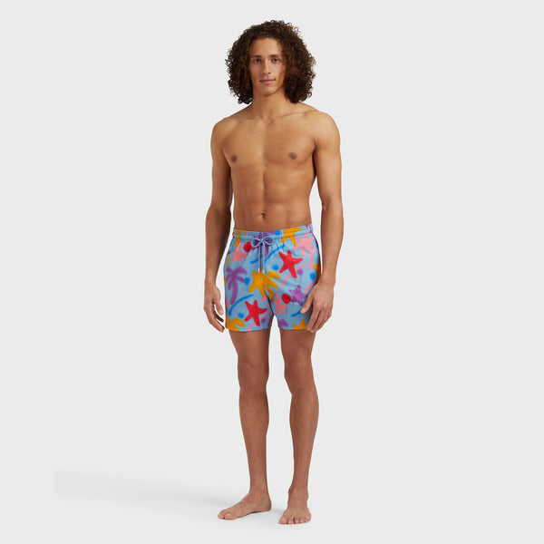 VILEBREQUIN Men Stretch Short Swim Shorts Spray Paint - VBQ x Palm Angels