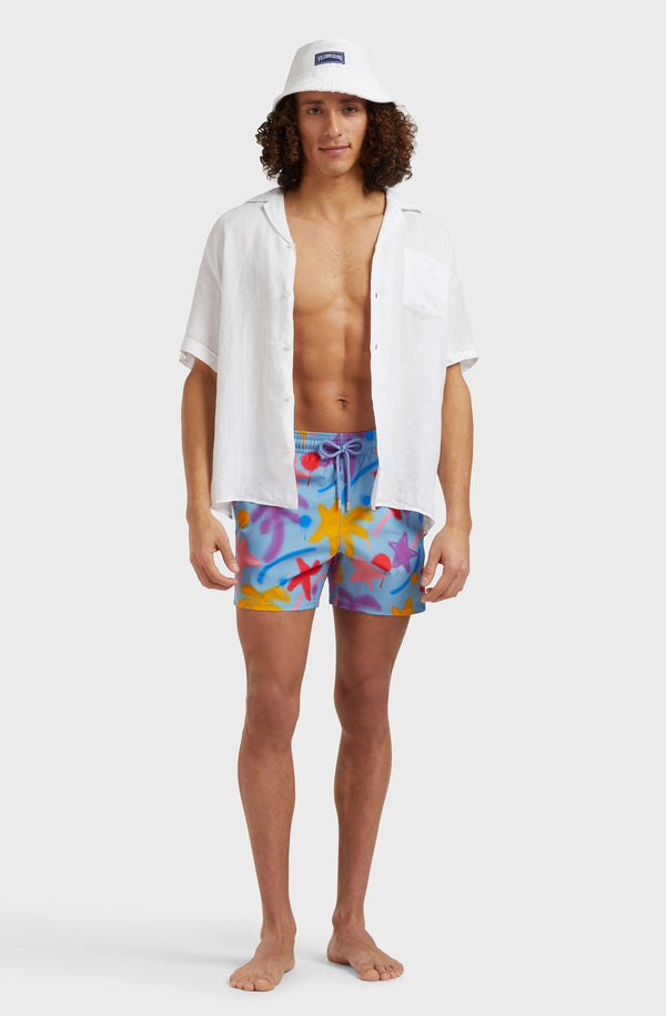 VILEBREQUIN Men Stretch Short Swim Shorts Spray Paint - VBQ x Palm Angels