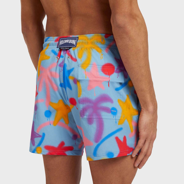 VILEBREQUIN Men Stretch Short Swim Shorts Spray Paint - VBQ x Palm Angels