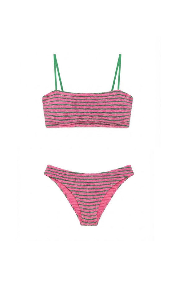 PARAMIDONNA Women Marie Gum Emerald Stripe Low Waist Bikini