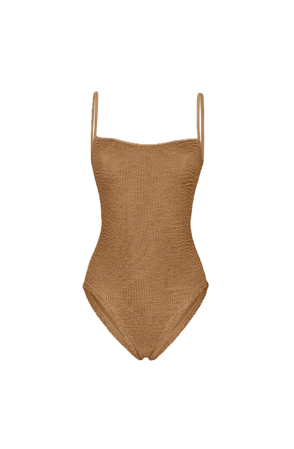 PARAMIDONNA Women Marisia Camel Scoop Neckline One-Piece Swimsuit