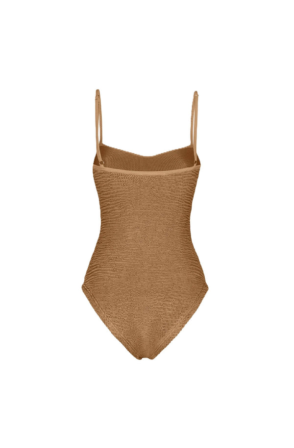 PARAMIDONNA Women Marisia Camel Scoop Neckline One-Piece Swimsuit
