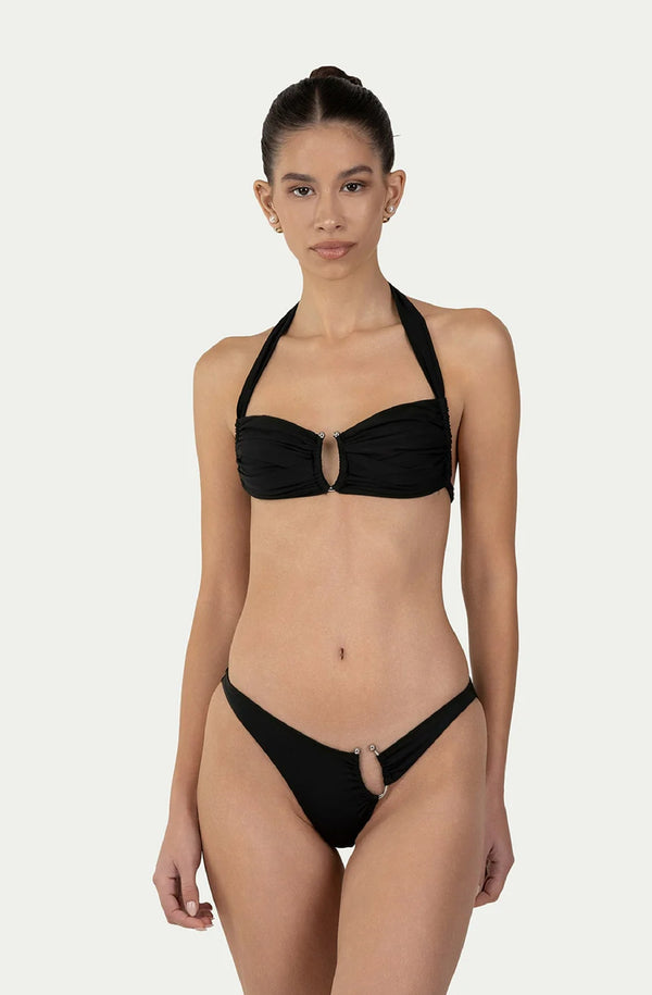 PARAMIDONNA Women Morgan Black Lycra Bandeau Bikini