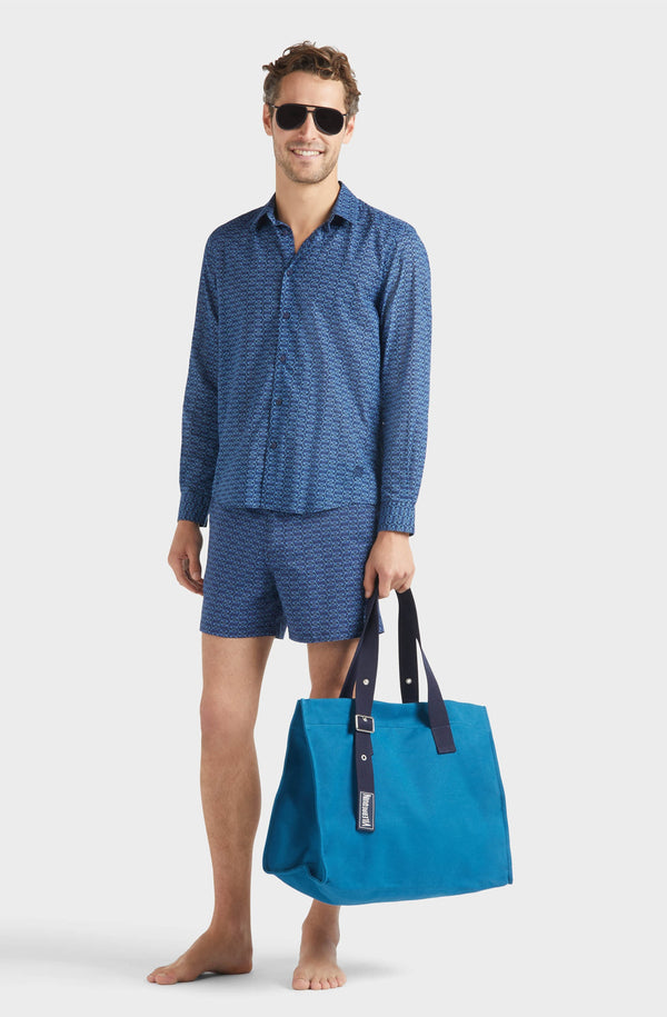 VILEBREQUIN Men Stretch Short Swim Shorts Flat Belt Fish Net