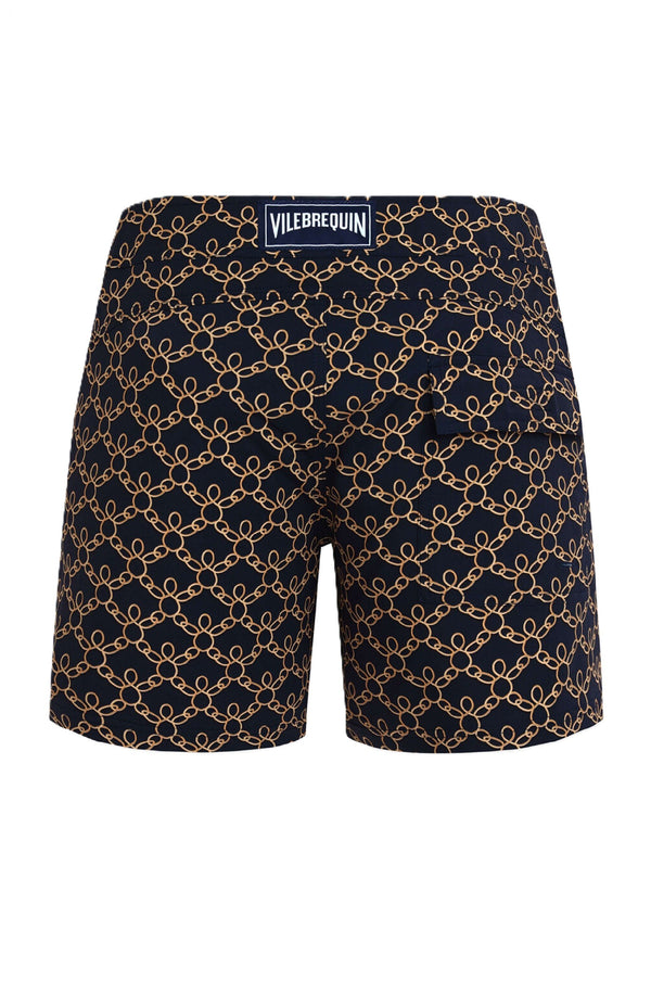 VILEBREQUIN Men Stretch Short Flat Belt Swim Shorts Turtles Chain