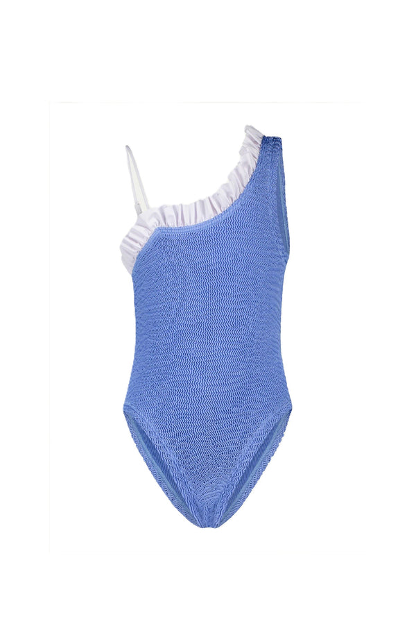 PARAMIDONNA Girls Nori Blue Jean One-Piece Swimsuit