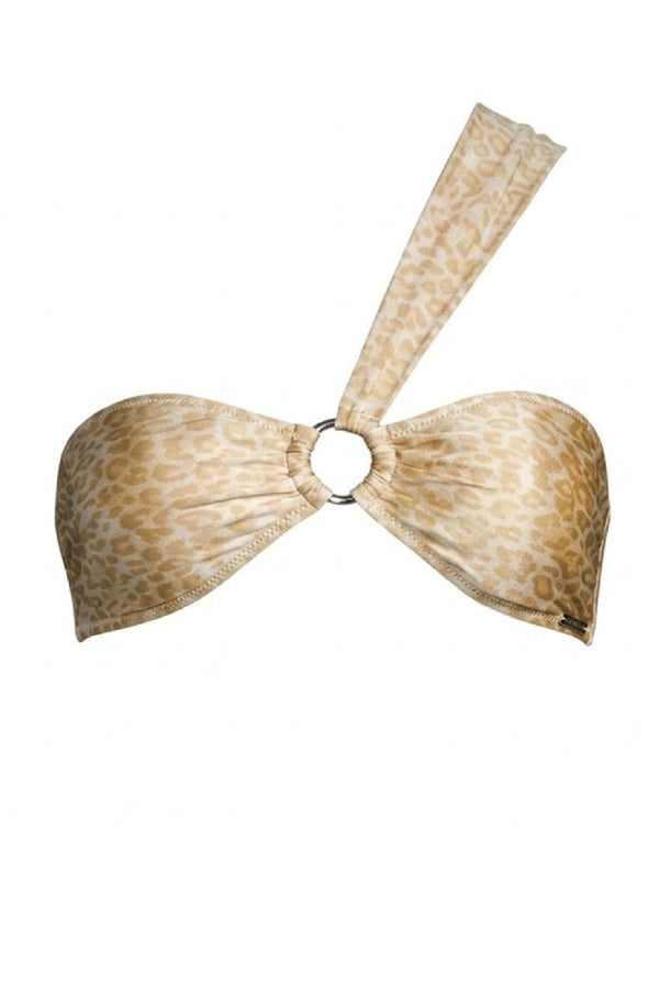 KENDALL & KYLIE Women Nude Leopard Ring Bandeau Bikini Top