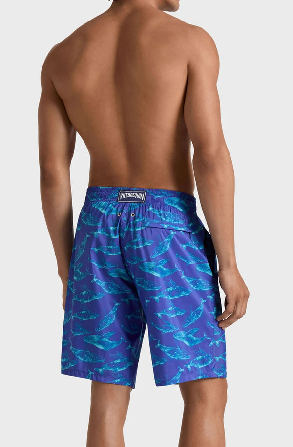 VILEBREQUIN Men Long Ultra-Light and Packable Swim Shorts Sparkling Whales